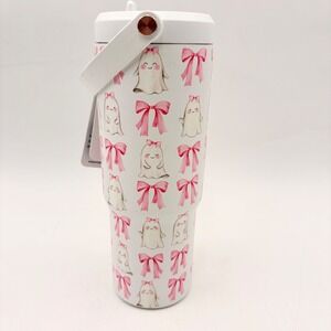 Hydrapeak Nomad 32oz Tumbler Pink Bow Ghost Watercolor Insulated Water Bottle